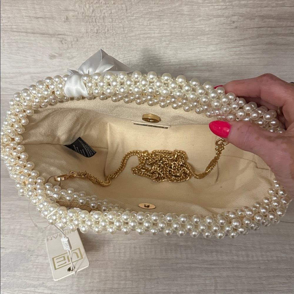 Urban Expressions Pearl-Embellished Tan Tote - Picture 3 of 7